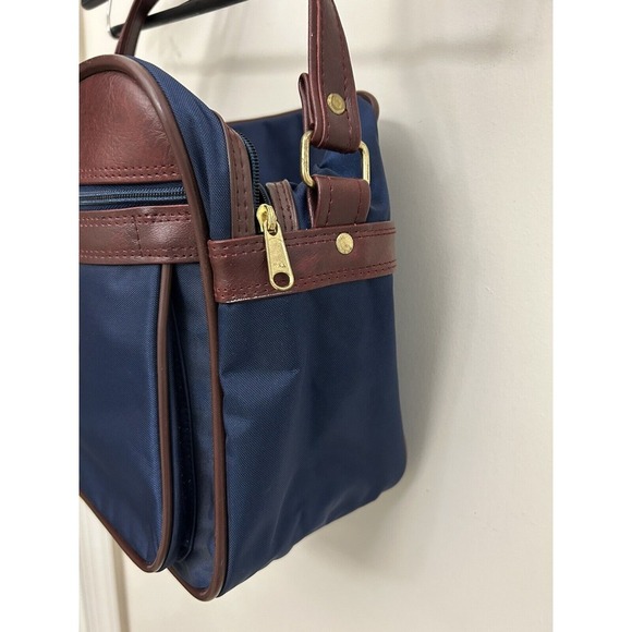Vintage Samsonite Overnight Bag Blue Canvas 10in Carry On Weekender Shoulder Bag - Picture 5 of 10